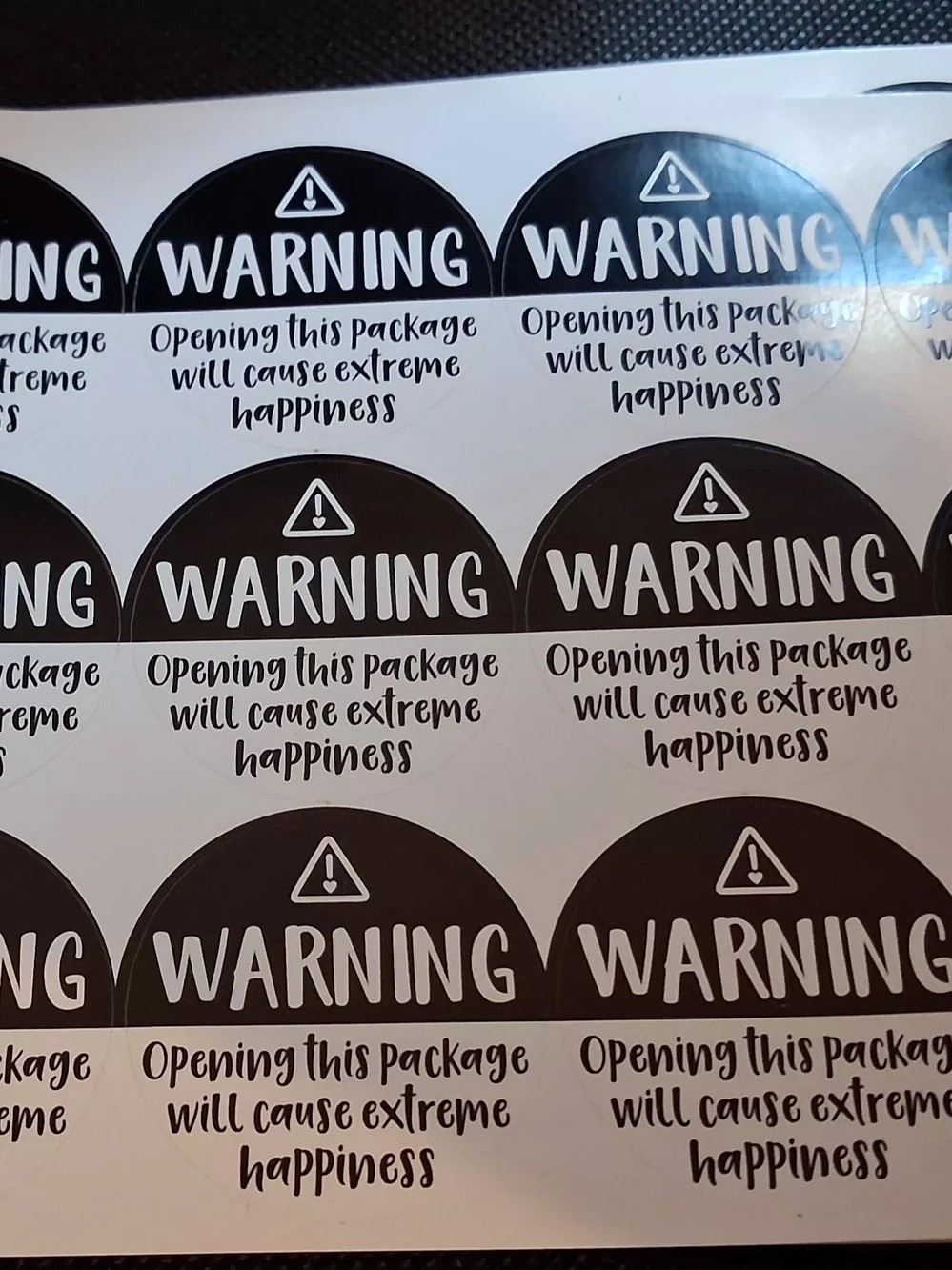 360 Warning Round Sticker Labels  180 Pink And 180 Black Plus 25 TY Cards FREE
